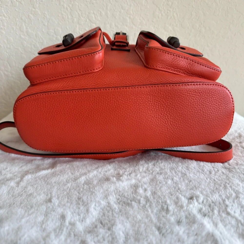 Gucci Vibrant Orange Leather Bamboo Backpack. P0221